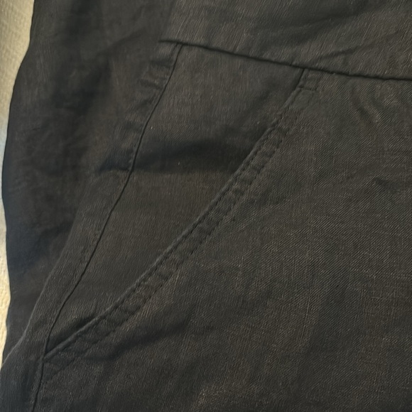 Zara navy blue linen blend Bermuda shorts SZ M high rise relaxed fit preppy - Picture 9 of 15